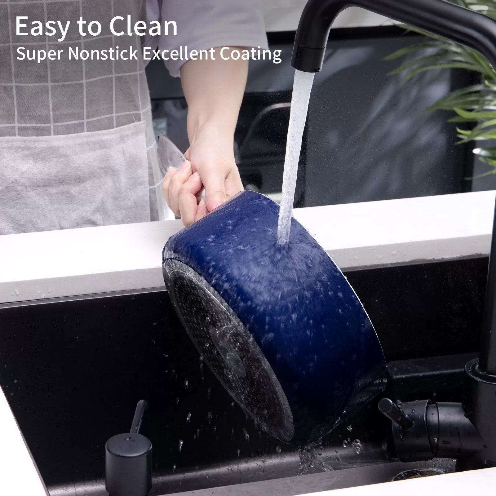 Sauce Pan with Lid, Nonstick Saucepan 2 Quart, Granite Coating-PFOA Free Saucier Pot