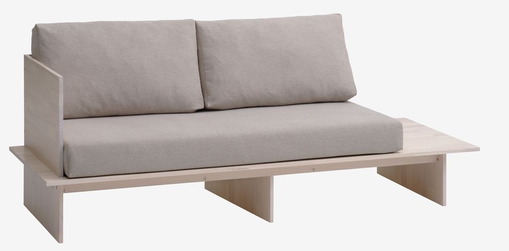 Daybed SOLLERUP 204x78 light grey fabric/pine