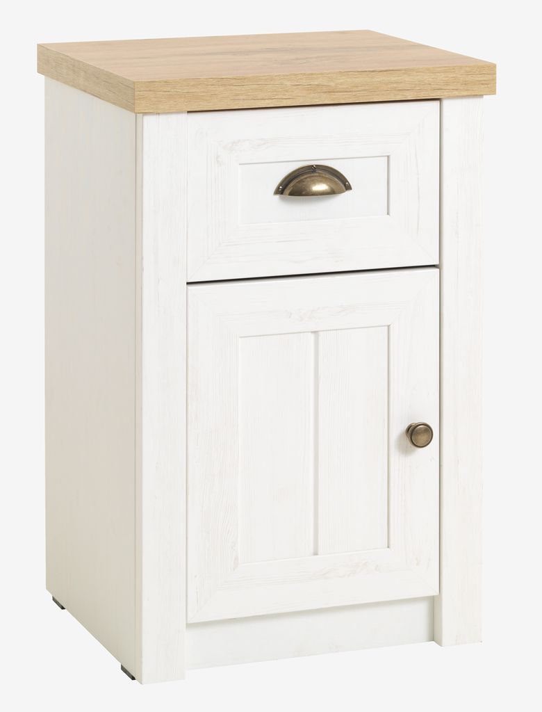 Bedside table MARKSKEL 1 drawer white/oak colour