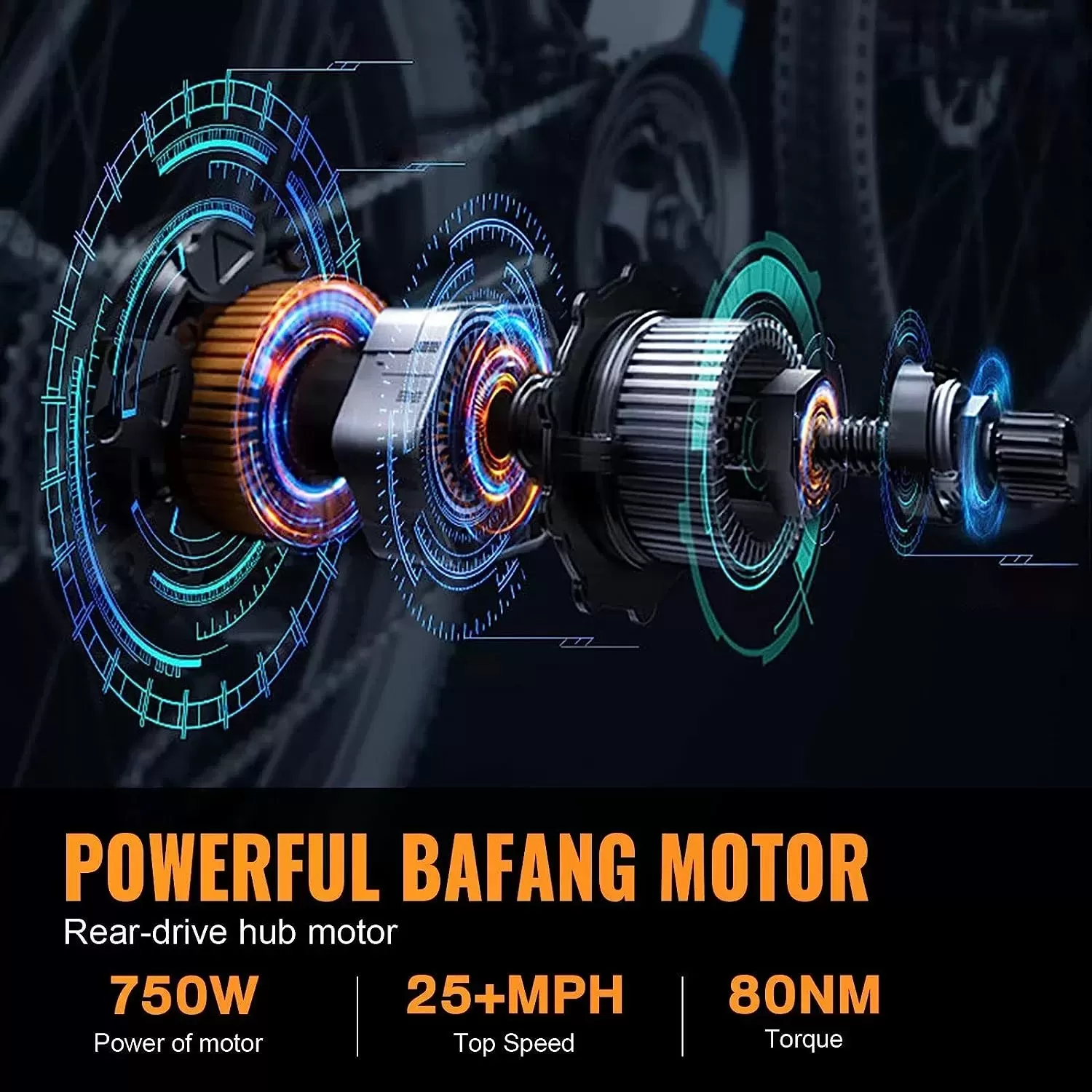 BFISPORT EB26 Electric Bike for Adults 750W/Peak 1000W Electric Bicycle 48V 15AH LG Battery Electric Bike 26