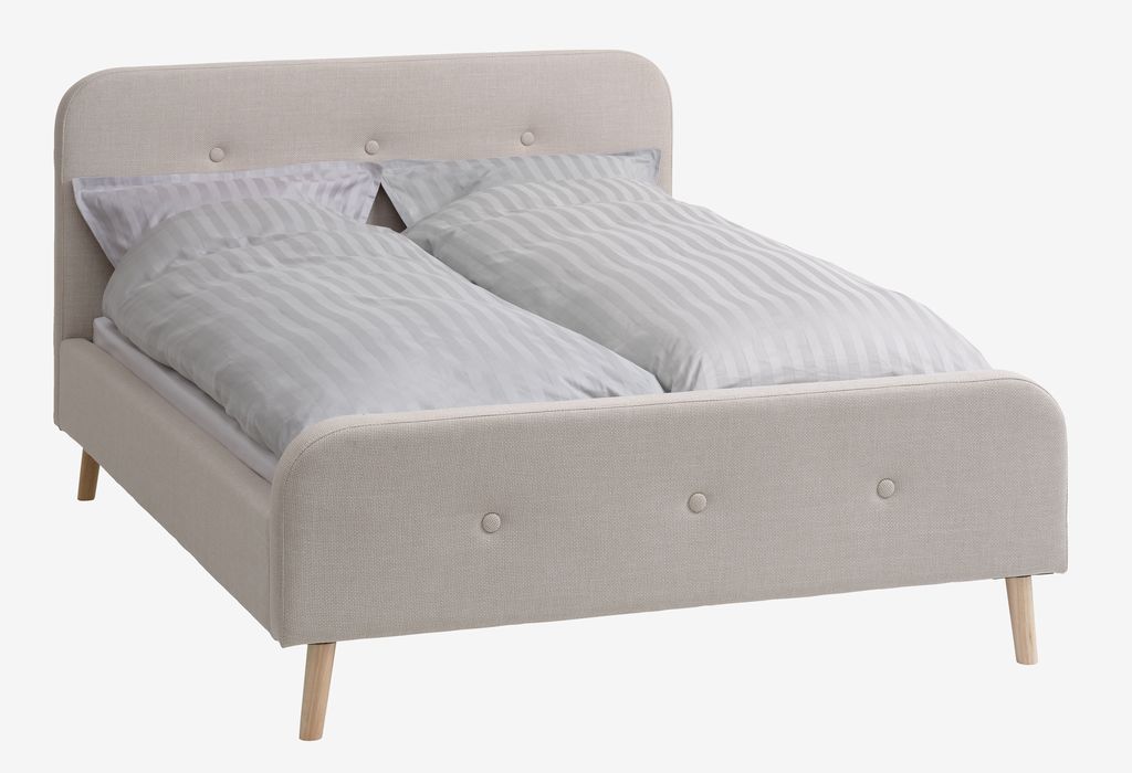 Bed frame KONGSBERG King beige fabric