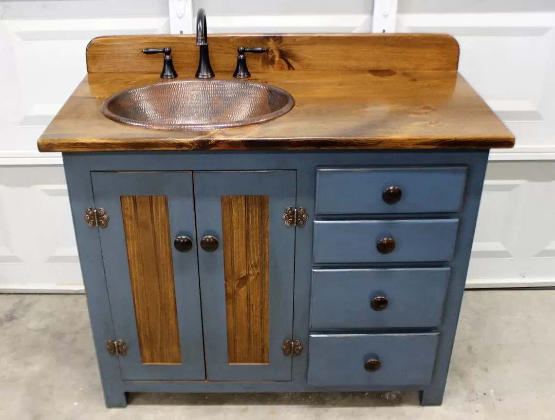 Rustic Farmhouse Vanity - Copper Sink - 42