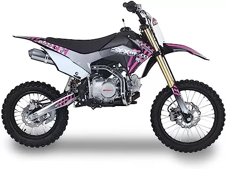 SYX MOTO Whip 125cc Kick Start Dirt Bike 4-Stroke Gas Powered Off Road Pit Bike（Pink）