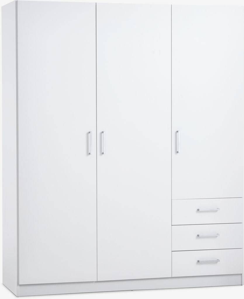 Wardrobe FANDRUP 145x176 3 doors 3 drawers white