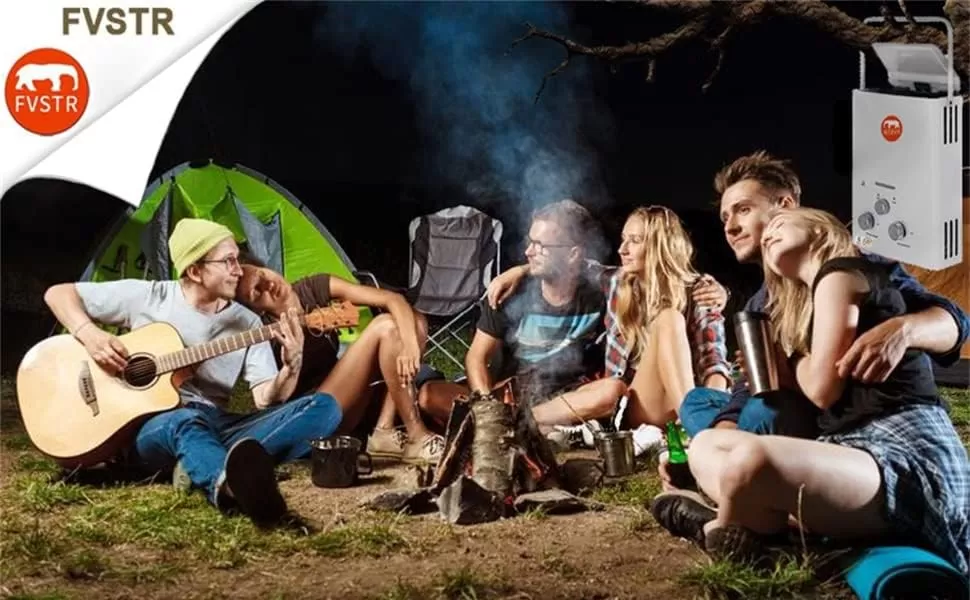 FVSTR-Carvn 1.6GPM 6L Portable Outdoor Propane Gas Tankless Water Heater Digital Display Overheating Protection RV Camping Water Heater Easy to Install for Pets