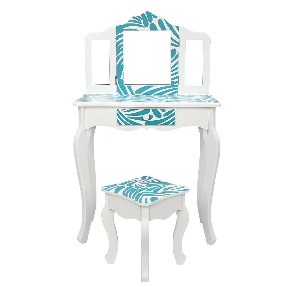 Lowest Prices - Ktaxon Kids Vanity Table and Stool Set with 3 Mirrors, Pretend Play Princess Makeup Dressing Table,Children's Furniture