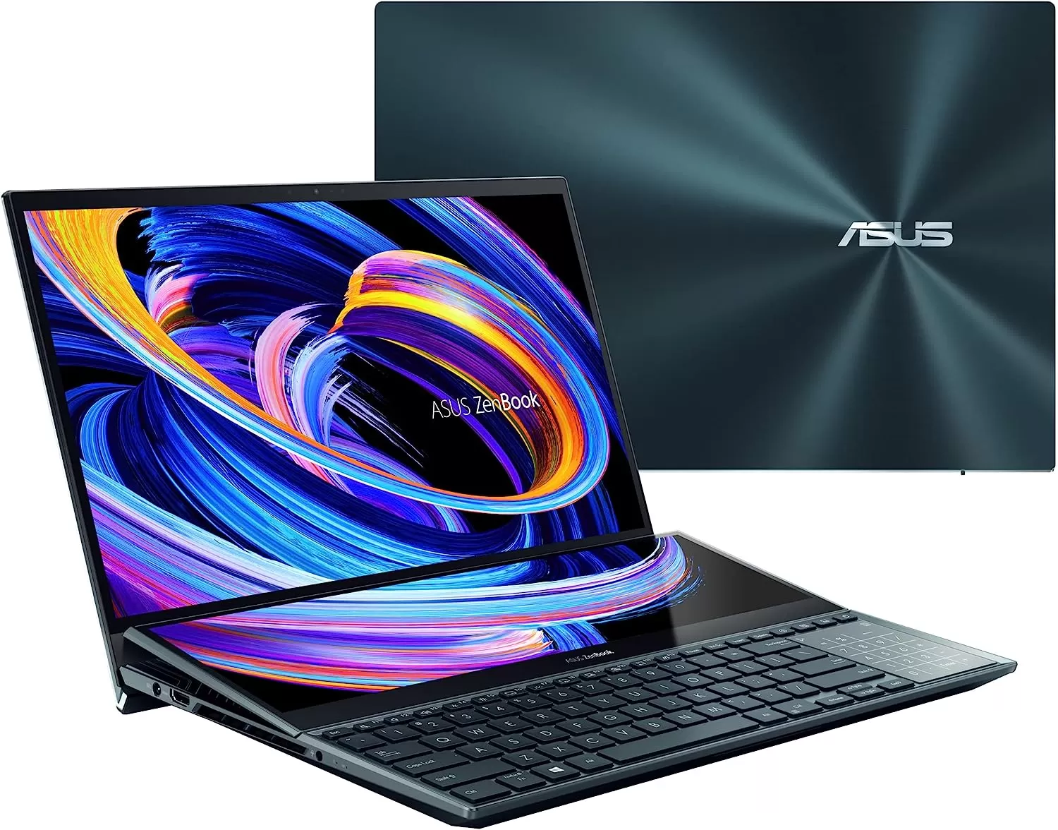 ASUS ZenBook Pro Duo 15 OLED UX582 Laptop, 15.6” OLED FHD Touch Display, Intel Core i9-12900H, 32GB, 1TB, GeForce RTX 3060 Laptop GPU, ScreenPad Plus, Windows 11 Pro, Celestial Blue, UX582ZM-XS96T