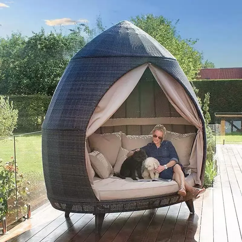 Outdoor Wicker Lounger Sofa Bed